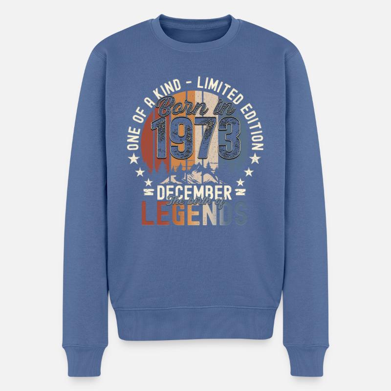Cadeau original du 49e anniversaire de décembre 1973 - Pull Premium bio Homme - bleu pigeon