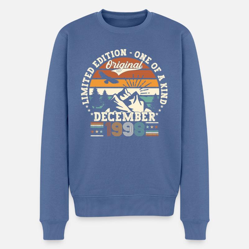 Décembre Né 1998 Cadeau du 24e anniversaire - Pull Premium bio Homme - bleu pigeon