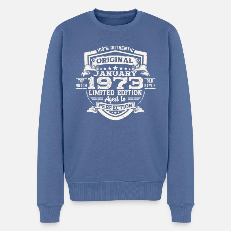 Jahrgang 1973 Januar 50. Geburtstag Geschenk Mann - Männer Premium Bio Pullover - Taubenblau