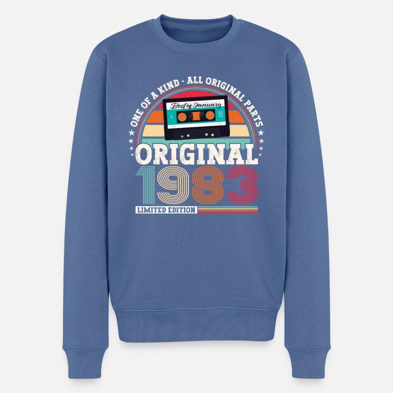 Januar Jahrgang 1983 40. Geburtstag Geschenk - Männer Premium Bio Pullover - Taubenblau