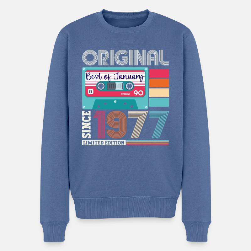 Januar Jahrgang 1977 46. Geburtstag Geschenk - Männer Premium Bio Pullover - Taubenblau