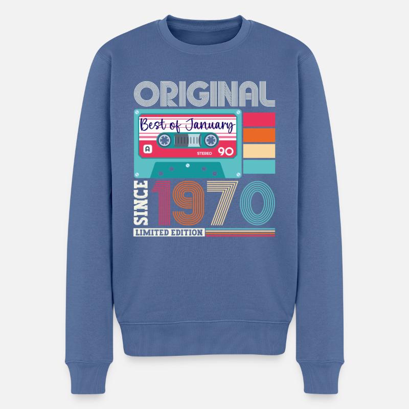 Januar Jahrgang 1970 53. Geburtstag Geschenk - Männer Premium Bio Pullover - Taubenblau