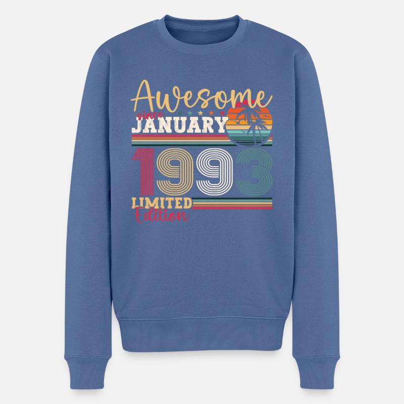 Jahrgang 1993 Januar 30. Geburtstag Geschenk Mann - Männer Premium Bio Pullover - Taubenblau