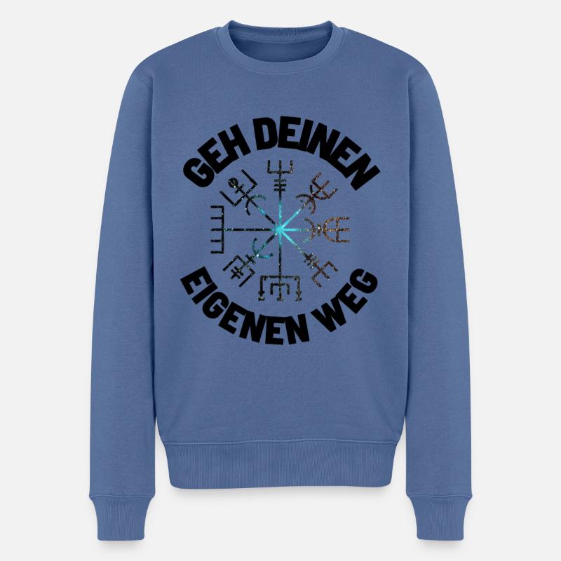 Wegweiser RUNEN viking CELTIC - VEGVISIR - Männer Premium Bio Pullover - Taubenblau