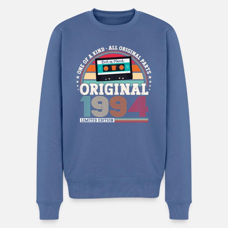29. Geburtstag Mann März Jahrgang 1994 Kassette - Männer Premium Bio Pullover - Taubenblau