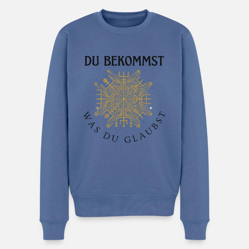 Wegweiser RUNEN viking CELTIC - VEGVISIR - Männer Premium Bio Pullover - Taubenblau