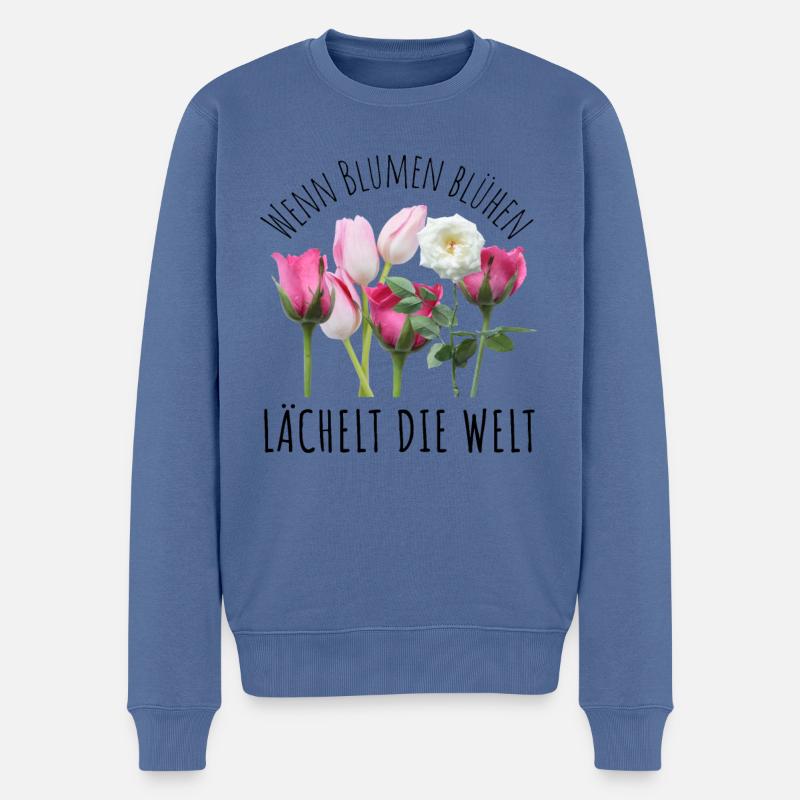 Blumen Garten Gärtner Blumenstrauß BLUMENLIEBE - Männer Premium Bio Pullover - Taubenblau