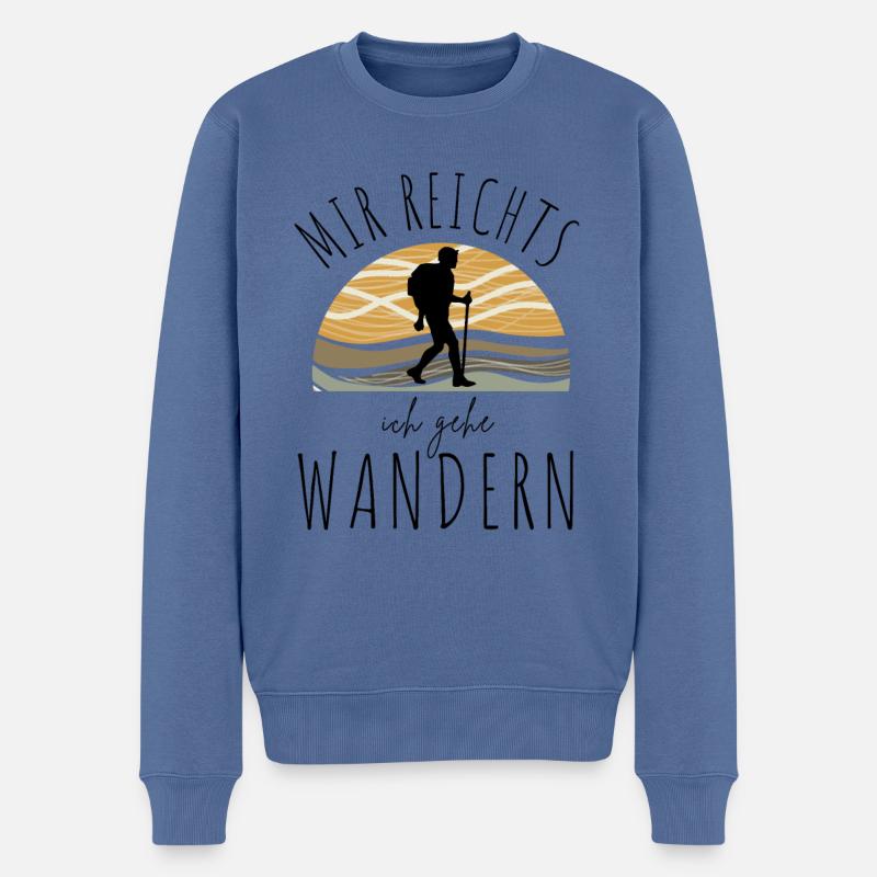 WANDERN Berge Bergsteigen WANDERWEG - Männer Premium Bio Pullover - Taubenblau