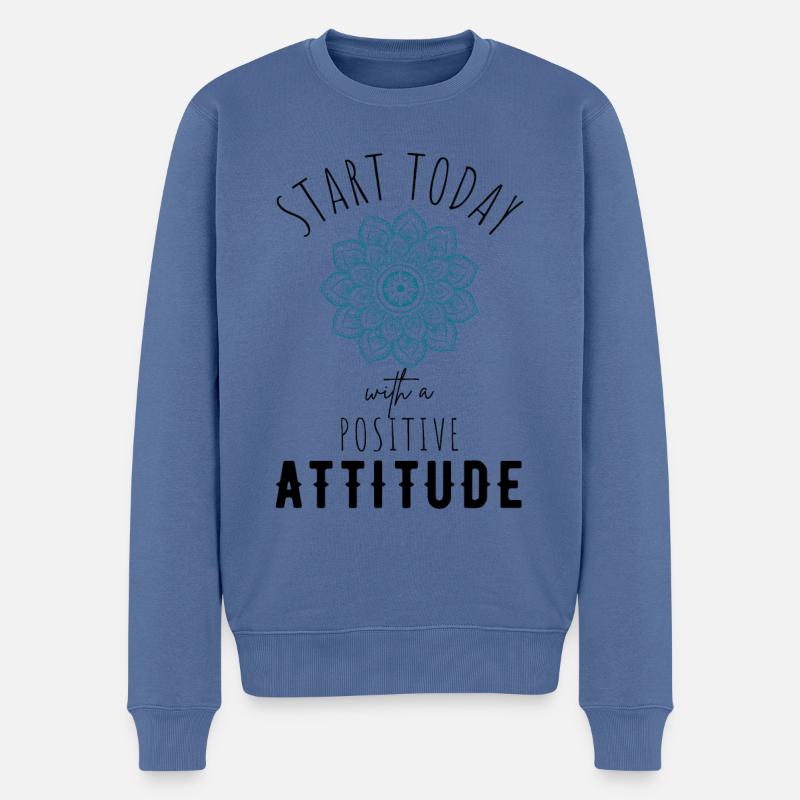 POSITIVE EINSTELLUNG MINDSET Motivation - Pull Premium bio Homme - bleu pigeon