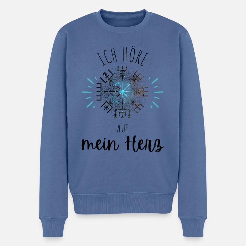 Wegweiser Motivation - VEGVISIR - Männer Premium Bio Pullover - Taubenblau