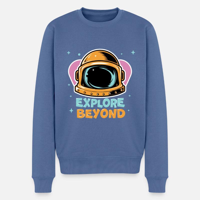 Space Astronaut - Jenseits entdecken - Männer Premium Bio Pullover - Taubenblau