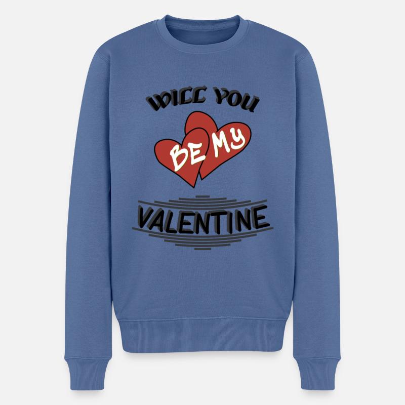 Will you be my valentine - Männer Premium Bio Pullover - Taubenblau