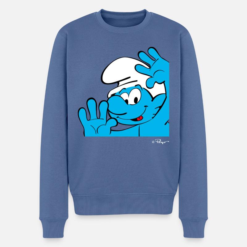 Les Schtroumpfs Le Schtroumpf Farceur - Pull Premium bio Homme - bleu pigeon