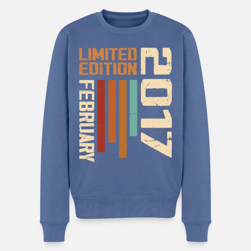 Née en Février 2017 Rétro 2017 Anniversaire - Pull Premium bio Homme - bleu pigeon