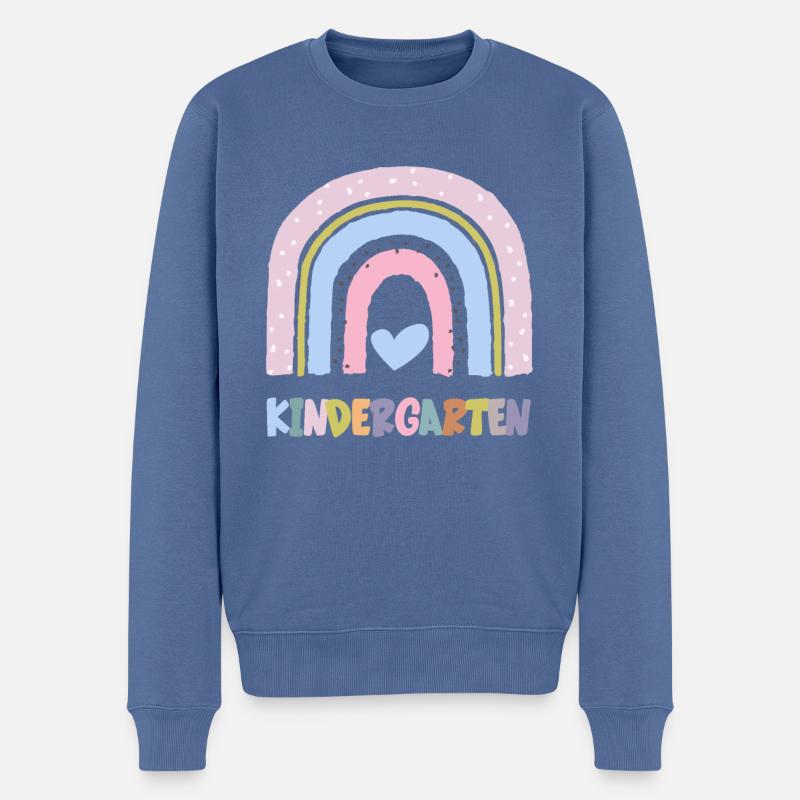 Kindergarten Regenbogen - Männer Premium Bio Pullover - Taubenblau
