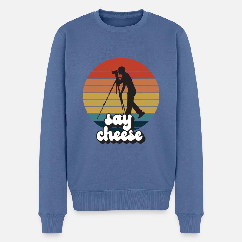 Souriez et dites fromage - Pull Premium bio Homme - bleu pigeon