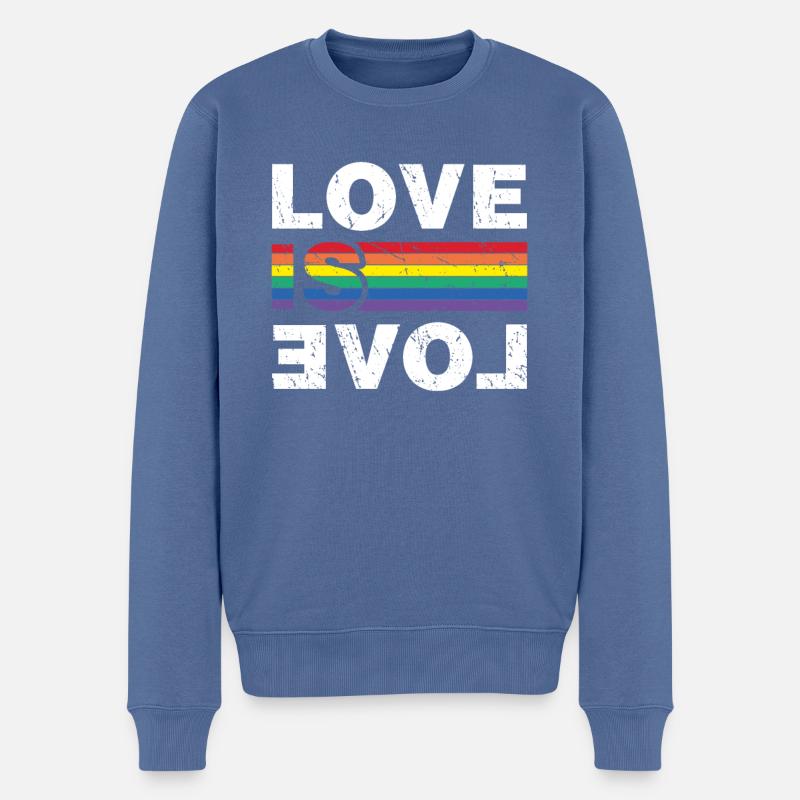 Love Is Love - Männer Premium Bio Pullover - Taubenblau