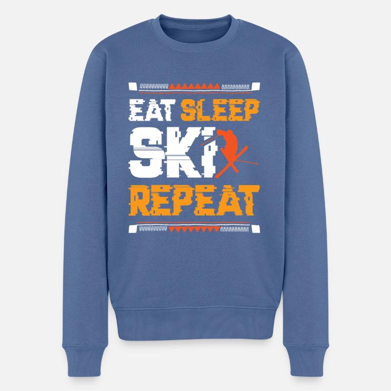 Eat Sleep Ski Repeat - Männer Premium Bio Pullover - Taubenblau
