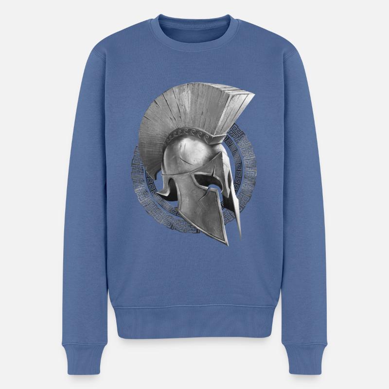 spartaner helm symbol sparta - Männer Premium Bio Pullover - Taubenblau
