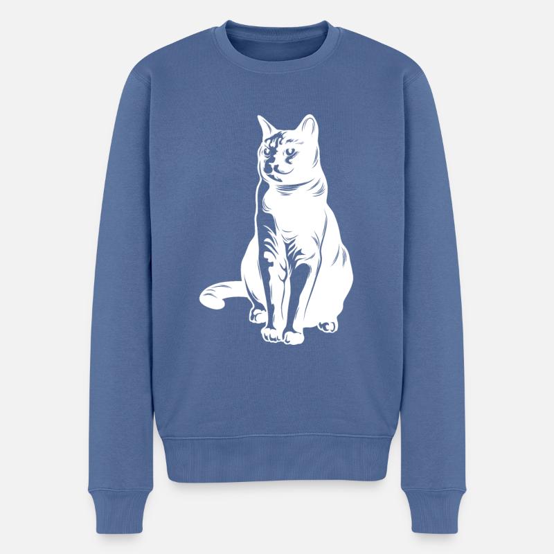 Katze Tier Silhouette - Männer Premium Bio Pullover - Taubenblau