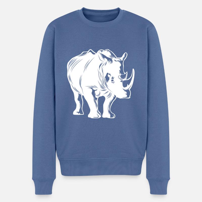 Rhinocéros Animal - Pull Premium bio Homme - bleu pigeon