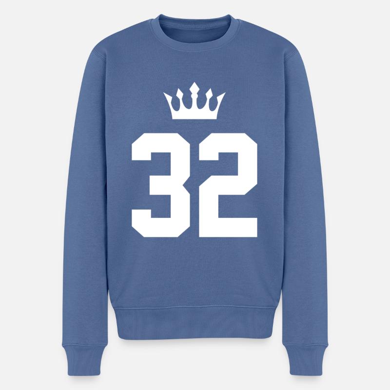 32 Zahl Krone - Männer Premium Bio Pullover - Taubenblau