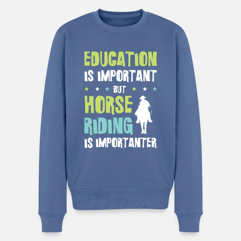 Éducation des chevaux - Pull Premium bio Homme - bleu pigeon