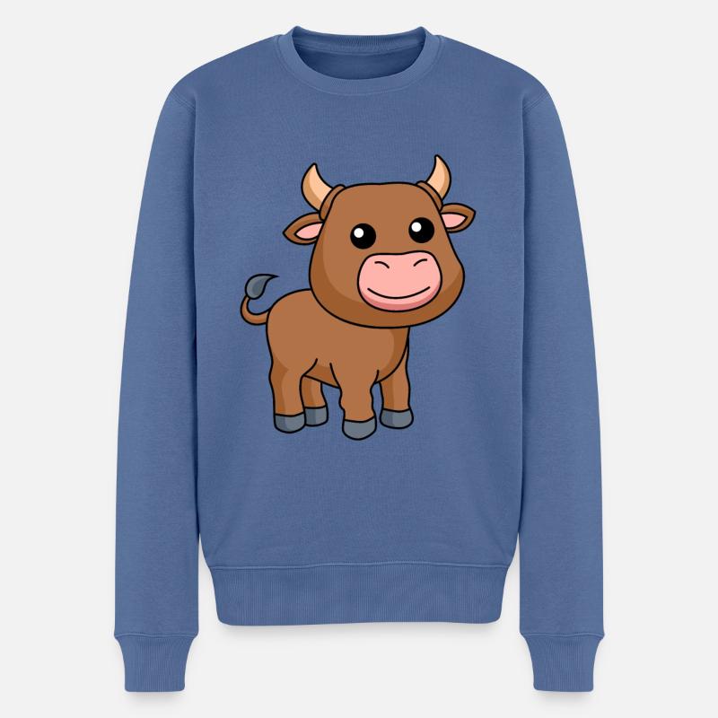 Stier Comic Tier - Männer Premium Bio Pullover - Taubenblau