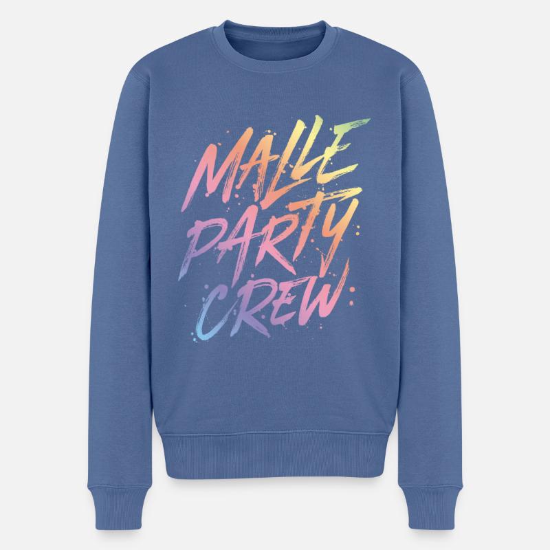 malle party crew bunt - Männer Premium Bio Pullover - Taubenblau