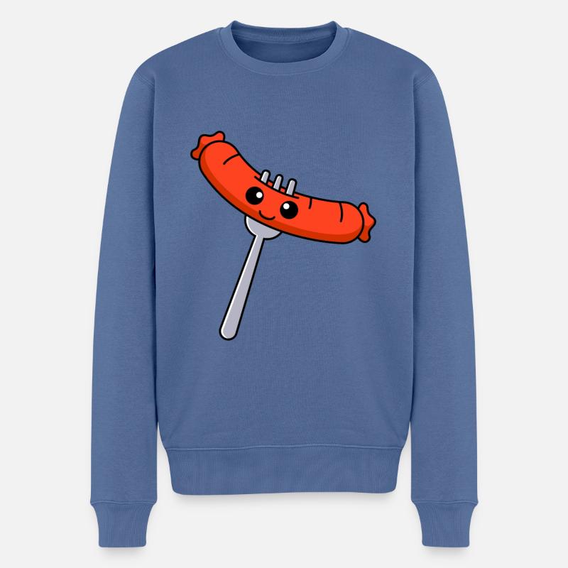 Würstchen Comic - Männer Premium Bio Pullover - Taubenblau