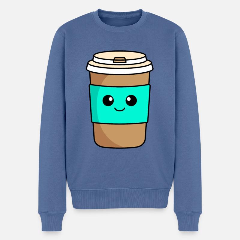 Café à emporter Comic - Pull Premium bio Homme - bleu pigeon