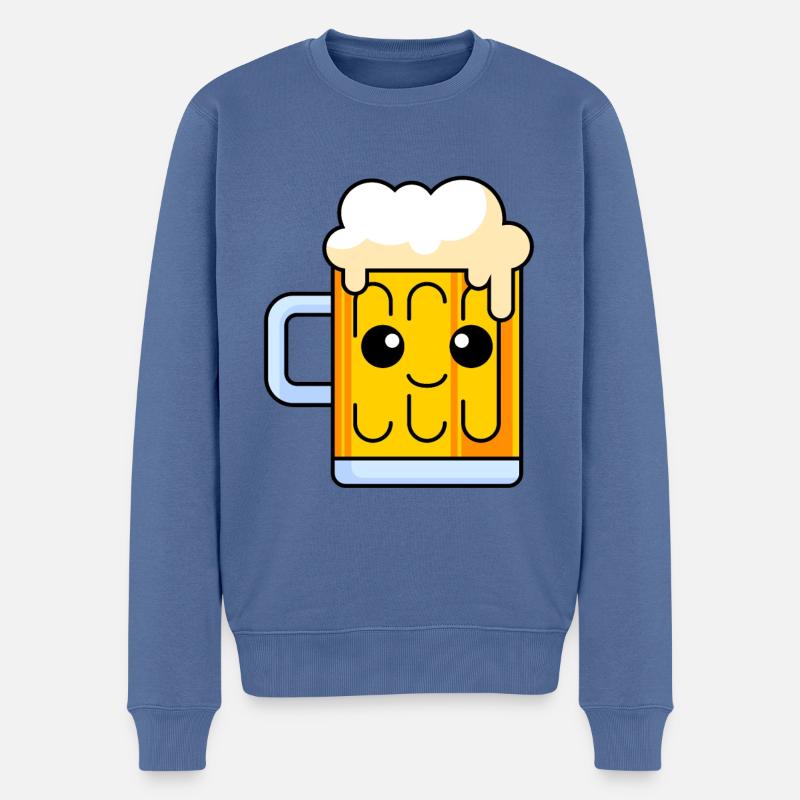 Bier Comic - Männer Premium Bio Pullover - Taubenblau