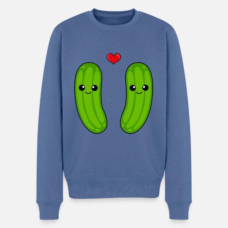 Gurke Paar Liebe Comic - Männer Premium Bio Pullover - Taubenblau