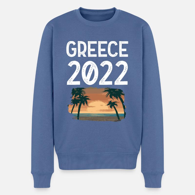 Grèce 2022 - Pull Premium bio Homme - bleu pigeon