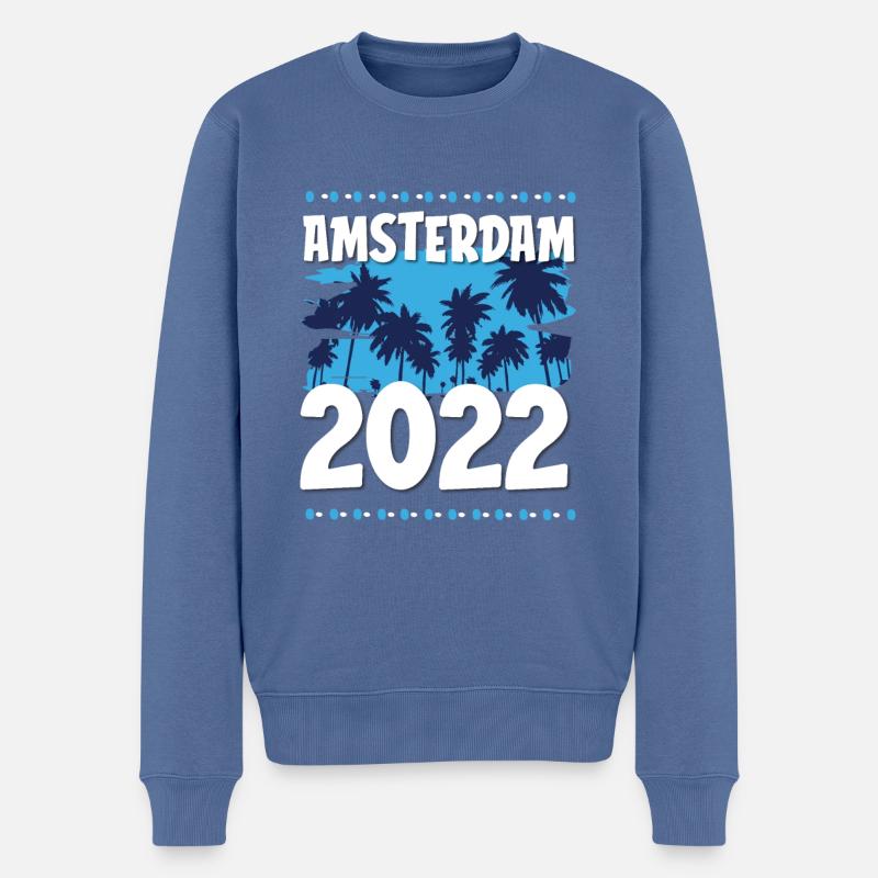 Amsterdam 2022 - Männer Premium Bio Pullover - Taubenblau