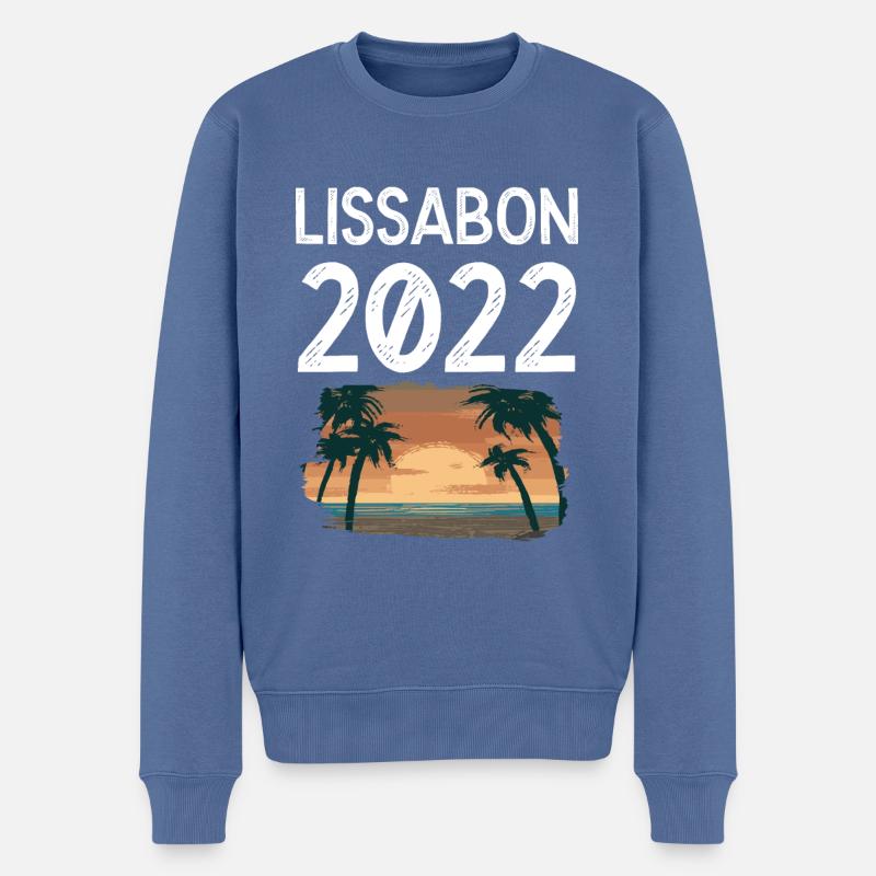 Lisbonne 2022 - Pull Premium bio Homme - bleu pigeon