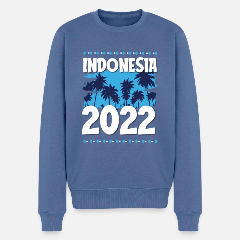 Indonesia 2022 - Männer Premium Bio Pullover - Taubenblau
