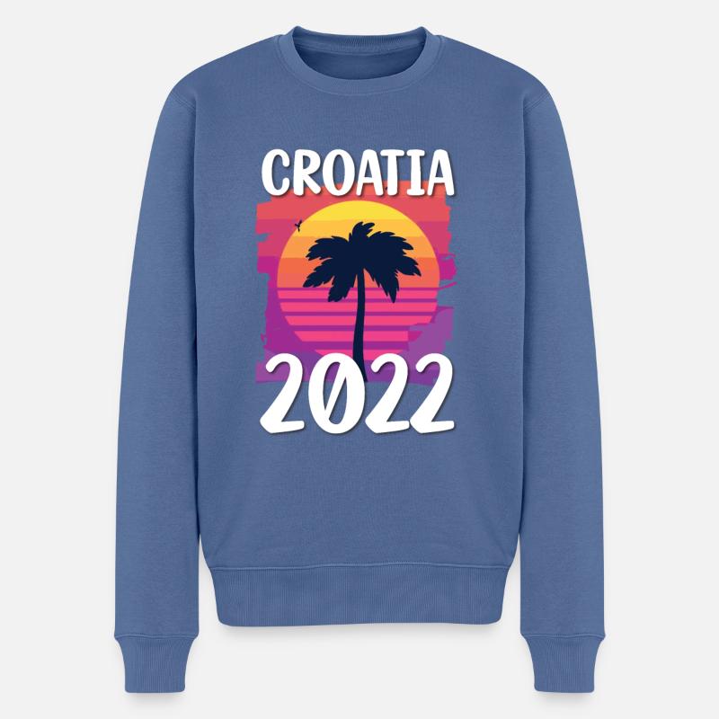 Croatie 2022 - Pull Premium bio Homme - bleu pigeon