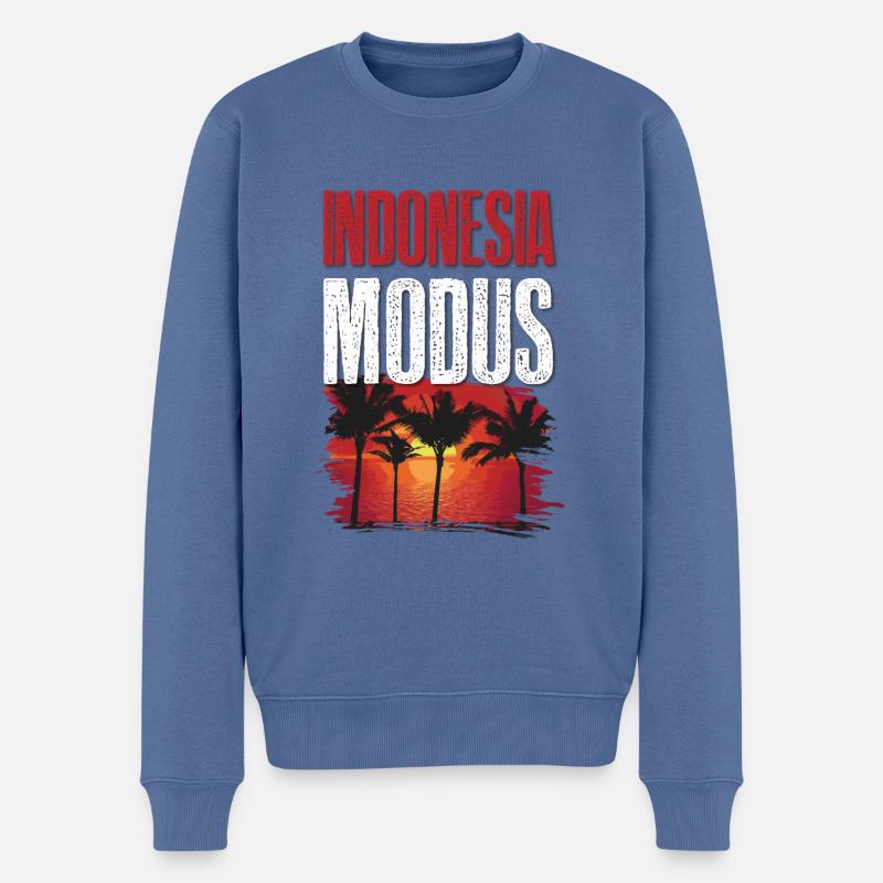 Mode Indonésie - Pull Premium bio Homme - bleu pigeon