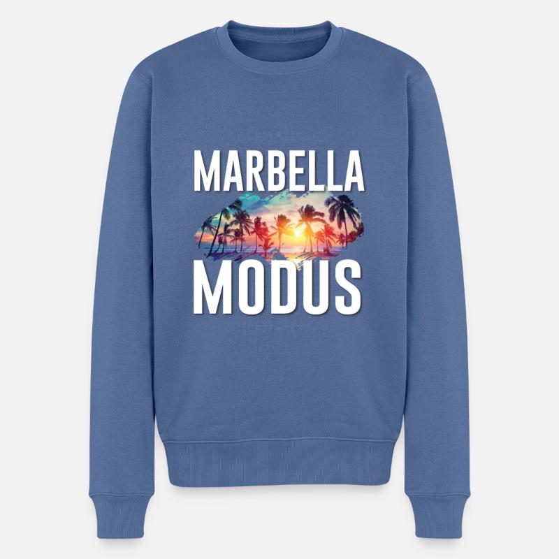 Marbella Modus - Männer Premium Bio Pullover - Taubenblau