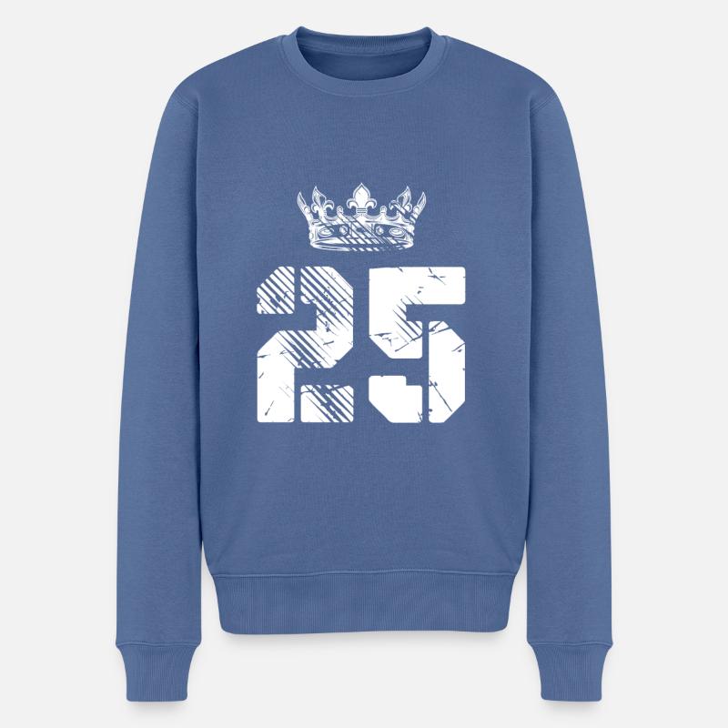 25 Zahl Krone - Männer Premium Bio Pullover - Taubenblau