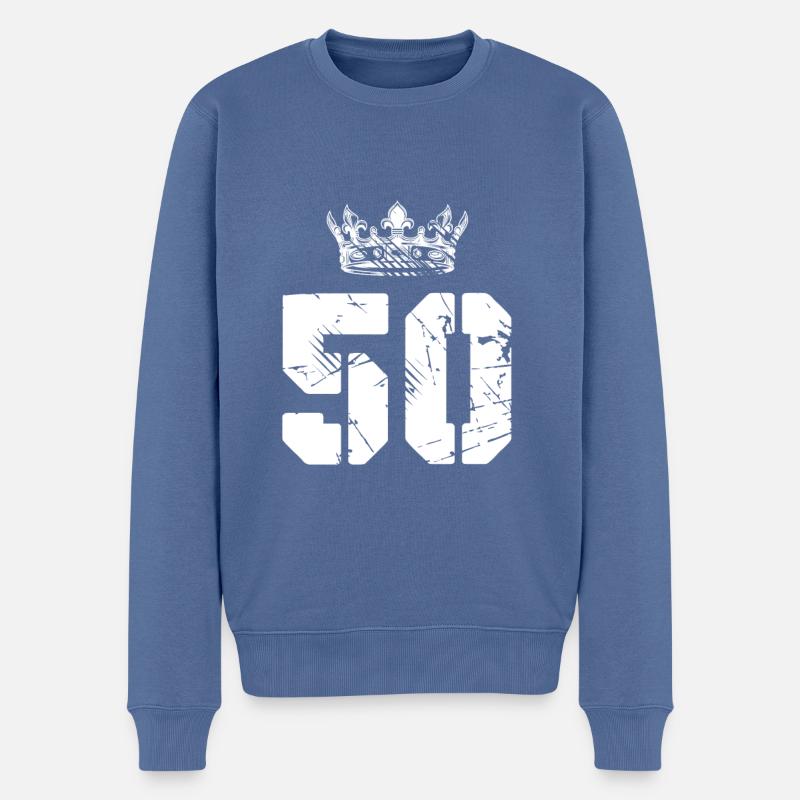 Couronne de 50 numéros - Pull Premium bio Homme - bleu pigeon
