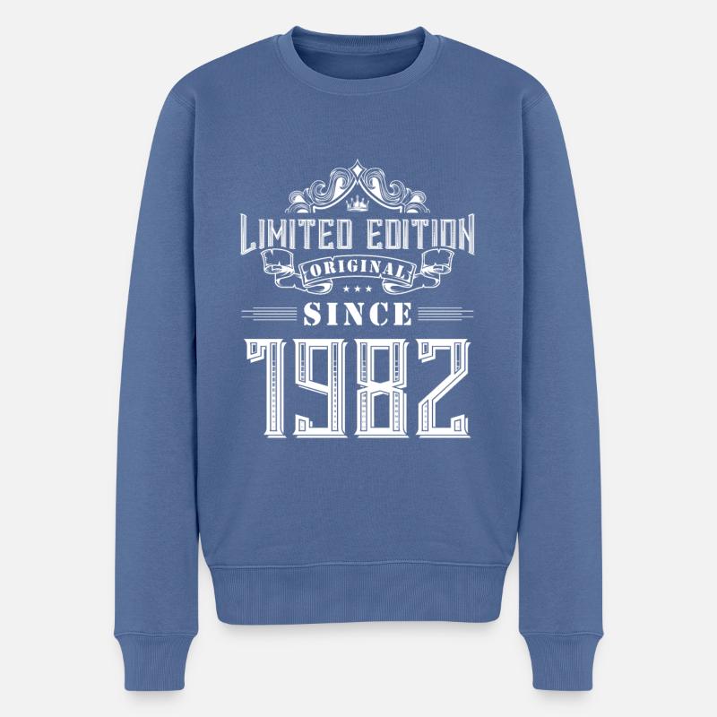 Édition limitée 1982 - Pull Premium bio Homme - bleu pigeon