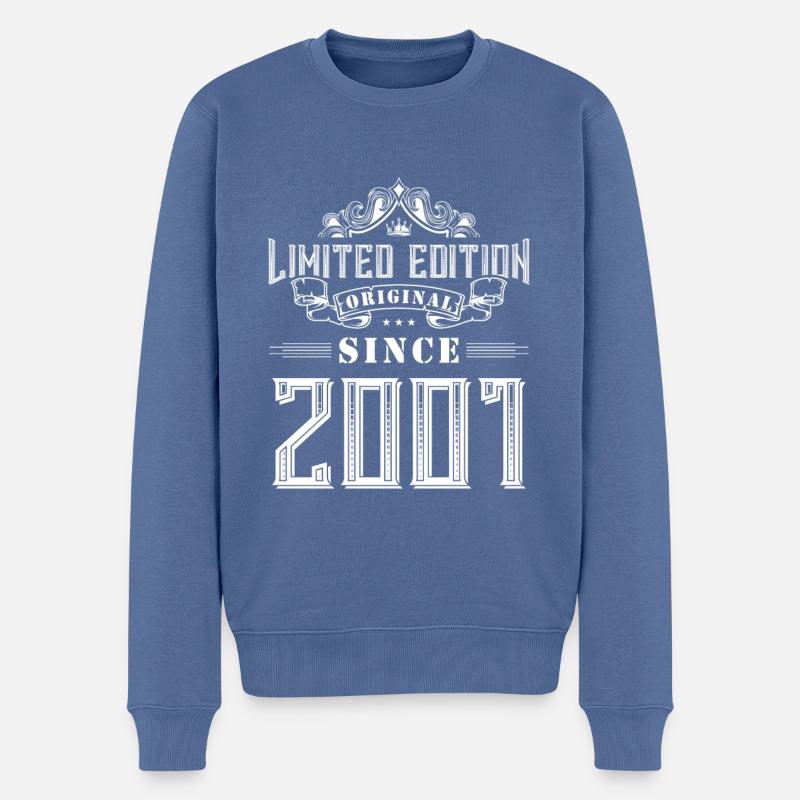 Édition limitée 2001 - Pull Premium bio Homme - bleu pigeon