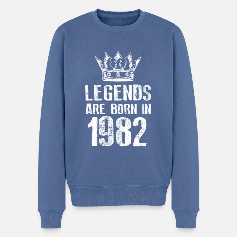 1982 legends born in - Männer Premium Bio Pullover - Taubenblau
