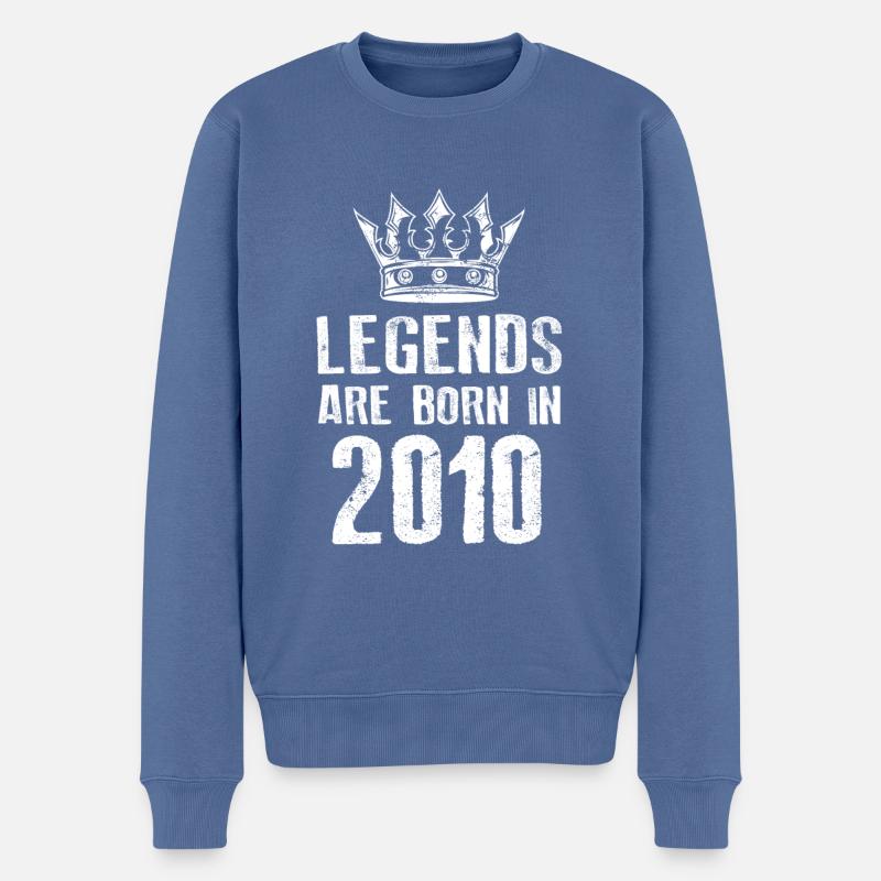 2010 legends born in - Männer Premium Bio Pullover - Taubenblau