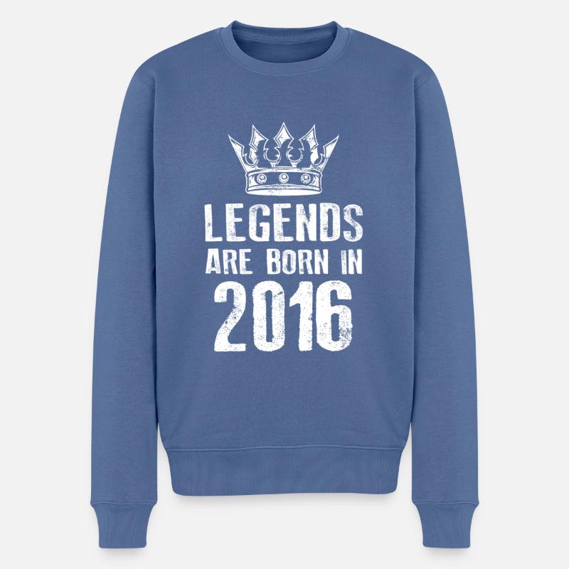 2016 legends born in - Männer Premium Bio Pullover - Taubenblau