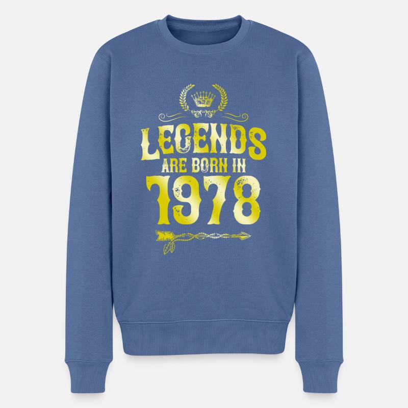 1978 legends born in - Männer Premium Bio Pullover - Taubenblau