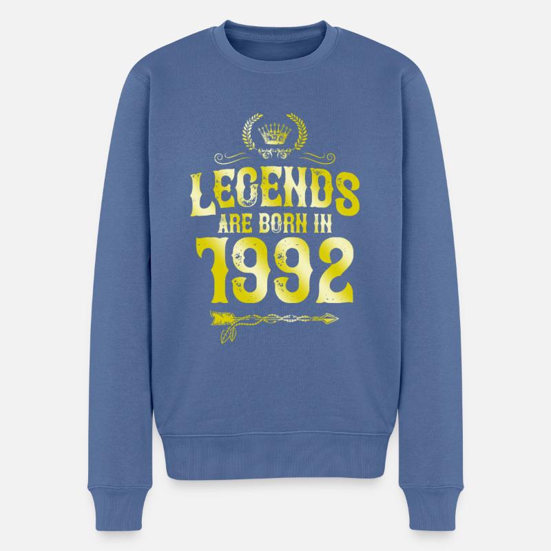 1992 legends born in - Männer Premium Bio Pullover - Taubenblau