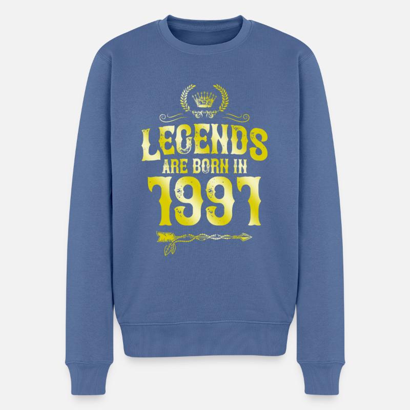 1991 legends born in - Männer Premium Bio Pullover - Taubenblau
